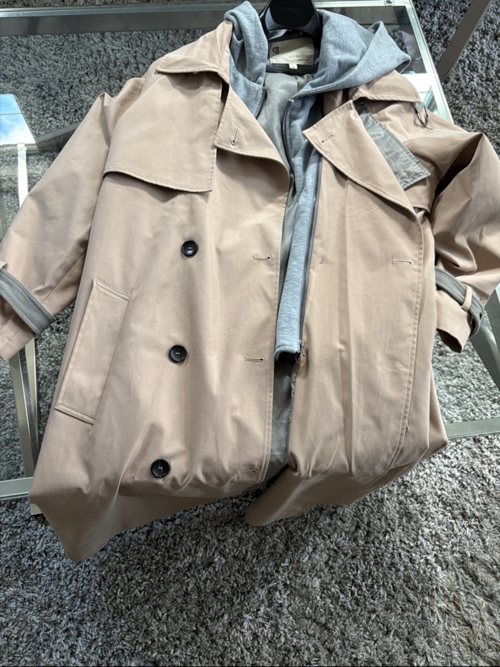 Pilcro Gray Hooded Jacket with Beige Label